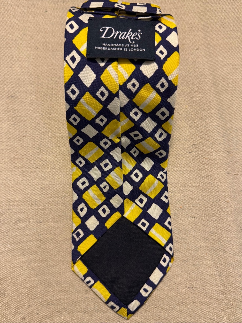 Drake’s from London authentic silk neck tie blue yellow